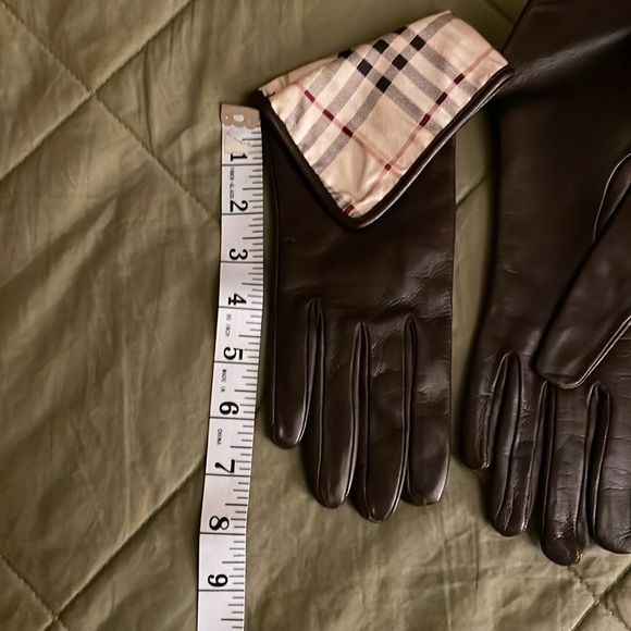 BURBERRY LONDON  Brown Leather Gloves size 7 1/2 - Picture 7 of 16